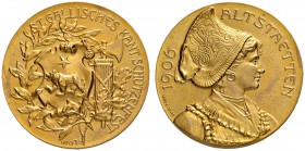 SCHWEIZ - Schützentaler, Schützenmedaillen & Schützenvaria
St. Gallen
Goldmedaille 1906. Altstätten. Kantonalschützenfest. 9.07 g. Richter (Schützen...