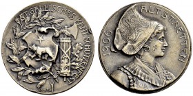 SCHWEIZ - Schützentaler, Schützenmedaillen & Schützenvaria
St. Gallen
Silbermedaille 1906. Altstätten. Kantonalschützenfest. 6.08 g. Richter (Schütz...