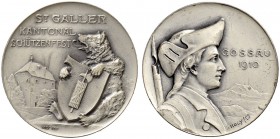 SCHWEIZ - Schützentaler, Schützenmedaillen & Schützenvaria
St. Gallen
Silbermedaille 1910. Gossau. Kantonalschützenfest. 11.63 g. Richter (Schützenm...