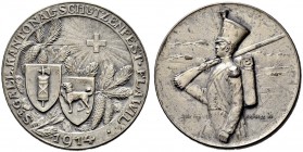 SCHWEIZ - Schützentaler, Schützenmedaillen & Schützenvaria
St. Gallen
Silbermedaille 1914. Flawil. Kantonalschützenfest. 12.56 g. Richter (Schützenm...
