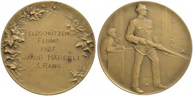 SCHWEIZ - Schützentaler, Schützenmedaillen & Schützenvaria
St. Gallen
Bronzemedaille 1927. Flums. Feldschützen. 26.46 g. Richter (Schützenmedaillen)...