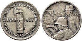 SCHWEIZ - Schützentaler, Schützenmedaillen & Schützenvaria
St. Gallen
Silbermedaille 1933. St. Gallen. 100 Jahre Kantonalschützenverein 1833-1933. 1...