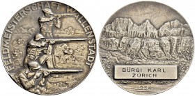 SCHWEIZ - Schützentaler, Schützenmedaillen & Schützenvaria
St. Gallen
Silbermedaille 1934. Wallenstadt. Feldmeisterschaft. 48.93 g. Richter (Schütze...