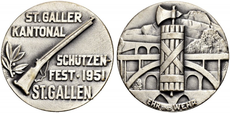 SCHWEIZ - Schützentaler, Schützenmedaillen & Schützenvaria
St. Gallen
Versilbe...