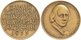 SCHWEIZ - Schützentaler, Schützenmedaillen & Schützenvaria
St. Gallen
Bronzemedaille 1953. St. Gallen. Standweihschiessen des Militärschützenvereins...
