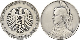 SCHWEIZ - Schützentaler, Schützenmedaillen & Schützenvaria
St. Gallen
Silbermedaille 1953. St. Gallen. Sportschützen St. Gallen-Ost. Olmaschiessen. ...