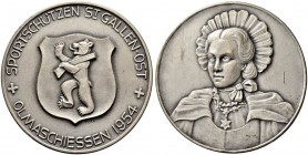 SCHWEIZ - Schützentaler, Schützenmedaillen & Schützenvaria
St. Gallen
Silbermedaille 1954. St. Gallen. Sportschützen St. Gallen-Ost. Olmaschiessen. ...