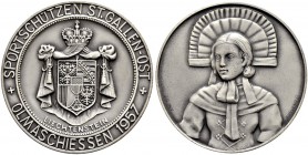 SCHWEIZ - Schützentaler, Schützenmedaillen & Schützenvaria
St. Gallen
Silbermedaille 1957. St. Gallen. Sportschützen St. Gallen-Ost. Olmaschiessen. ...