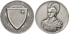 SCHWEIZ - Schützentaler, Schützenmedaillen & Schützenvaria
St. Gallen
Silbermedaille 1962. St. Gallen. Sportschützen St. Gallen-Ost. Olmaschiessen. ...