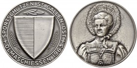 SCHWEIZ - Schützentaler, Schützenmedaillen & Schützenvaria
St. Gallen
Silbermedaille 1963. St. Gallen. Sportschützen St. Gallen-Ost. Olmaschiessen. ...