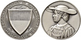 SCHWEIZ - Schützentaler, Schützenmedaillen & Schützenvaria
St. Gallen
Silbermedaille 1966. St. Gallen. Sportschützen St. Gallen-Ost. Olmaschiessen. ...