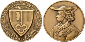 SCHWEIZ - Schützentaler, Schützenmedaillen & Schützenvaria
St. Gallen
Kupfermedaille 1968. St. Gallen. Sportschützen St. Gallen-Ost. Olmaschiessen. ...