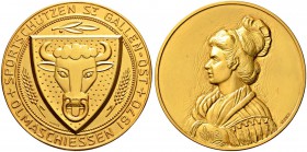 SCHWEIZ - Schützentaler, Schützenmedaillen & Schützenvaria
St. Gallen
Vergoldete Silbermedaille 1970. St. Gallen. Sportschützen St. Gallen-Ost. Olma...