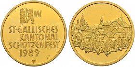 SCHWEIZ - Schützentaler, Schützenmedaillen & Schützenvaria
St. Gallen
Goldmedaille 1989. St. Gallisches Kantonalschützenfest. 25.97 g. Selten / Rare...