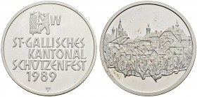 SCHWEIZ - Schützentaler, Schützenmedaillen & Schützenvaria
St. Gallen
Silbermedaille 1989. St. Gallisches Kantonalschützenfest. 15.00 g. Polierte Pl...