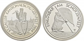 SCHWEIZ - Schützentaler, Schützenmedaillen & Schützenvaria
St. Gallen
50 Franken 1994. Rorschach. Kantonalschützenfest. 25.00 g. Häberling 47a. Poli...