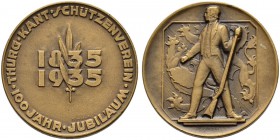 SCHWEIZ - Schützentaler, Schützenmedaillen & Schützenvaria
Thurgau
Bronzemedaille 1935. Frauenfeld. Thurgauischer Kantonal-Schützenverein. 100 Jahrj...