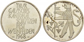 SCHWEIZ - Schützentaler, Schützenmedaillen & Schützenvaria
Thurgau
Silbermedaille 1968. Weinfelden. Kantonalschützenfest. 15.00 g. FDC / Uncirculate...