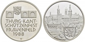 SCHWEIZ - Schützentaler, Schützenmedaillen & Schützenvaria
Thurgau
Silbermedaille 1988. Frauenfeld. Kantonalschützenfest. 14.97 g. Polierte Platte. ...