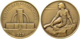 SCHWEIZ - Schützentaler, Schützenmedaillen & Schützenvaria
Tessin / Ticino
Bronzemedaille 1929. Bellinzona. Tiro federale. 60.51 g. Richter (Schütze...