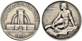 SCHWEIZ - Schützentaler, Schützenmedaillen & Schützenvaria
Tessin / Ticino
Silbermedaille 1929. Bellinzona. Tiro federale. 13.15 g. Richter (Schütze...