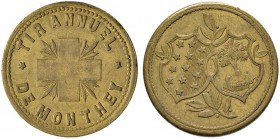 SCHWEIZ - Schützentaler, Schützenmedaillen & Schützenvaria
Wallis / Valais
Schützenjeton aus Messing o. J. (19. Jhdt.). Monthey. Tir annuel. 3.18 g....