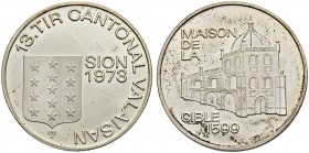 SCHWEIZ - Schützentaler, Schützenmedaillen & Schützenvaria
Wallis / Valais
Silbermedaille 1973. Sion. Tir cantonal. 15.04 g. FDC / Uncirculated.