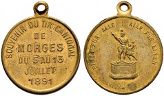 SCHWEIZ - Schützentaler, Schützenmedaillen & Schützenvaria
Waadt / Vaud
Messingmedaille 1891. Morges. Tir cantonal. 4.32 g. Richter (Schützenmedaill...