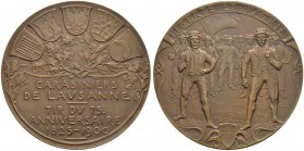 SCHWEIZ - Schützentaler, Schützenmedaillen & Schützenvaria
Waadt / Vaud
Bronzemedaille 1900. Lausanne. Carabiniers de Lausanne. Tir du 75. 62.62 g. ...
