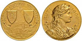 SCHWEIZ - Schützentaler, Schützenmedaillen & Schützenvaria
Zürich
Goldmedaille 1906. Rüti. Kantonalschützenfest. 8.07 g. Richter (Schützenmedaillen)...