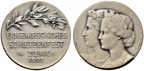 SCHWEIZ - Schützentaler, Schützenmedaillen & Schützenvaria
Zürich
Silbermedaille 1907. Zürich. Eidgenössisches Schützenfest. 10.38 g. Richter (Schüt...