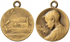 SCHWEIZ - Schützentaler, Schützenmedaillen & Schützenvaria
Zürich
Bronzemedaille o. J. (1910). Zürich. Knabenschiessen. 5.18 g. Richter (Schützenmed...