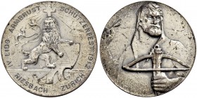 SCHWEIZ - Schützentaler, Schützenmedaillen & Schützenvaria
Zürich
Versilberte Bronzemedaille 1912. Riesbach-Zürich. Eidgenössisches Armbrustschützen...
