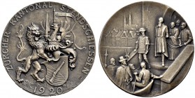 SCHWEIZ - Schützentaler, Schützenmedaillen & Schützenvaria
Zürich
Silbermedaille 1920. Zürich. Zürcher Kantonalstandschiessen. 11.71 g. Richter (Sch...
