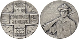 SCHWEIZ - Schützentaler, Schützenmedaillen & Schützenvaria
Zürich
Silbermedaille 1926. Horgen. VII. Eidgenössisches Flobertschützenfest. 23.74 g. Ri...