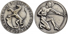 SCHWEIZ - Schützentaler, Schützenmedaillen & Schützenvaria
Zürich
Silbermedaille 1926. Uster. Zürcher Kantonalschützenfest. 9.55 g. Richter (Schütze...