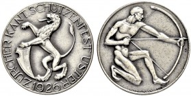SCHWEIZ - Schützentaler, Schützenmedaillen & Schützenvaria
Zürich
Silbermedaille 1926. Uster. Zürcher Kantonalschützenfest. 9.67 g. Richter (Schütze...
