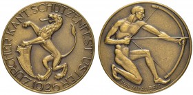 SCHWEIZ - Schützentaler, Schützenmedaillen & Schützenvaria
Zürich
Bronzemedaille 1926. Uster. Zürcher Kantonalschützenfest. "FÜR MITARBEIT". 9.94 g....