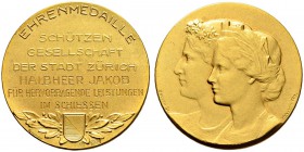 SCHWEIZ - Schützentaler, Schützenmedaillen & Schützenvaria
Zürich
Goldmedaille o. J. (um 1930). Zürich. Schützengesellschaft der Stadt Zürich. Ehren...