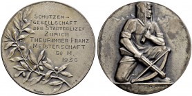 SCHWEIZ - Schützentaler, Schützenmedaillen & Schützenvaria
Zürich
Silbermedaille 1936. Schützengesellschaft der Stadtpolizei Zürich. Meisterschaft. ...