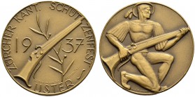 SCHWEIZ - Schützentaler, Schützenmedaillen & Schützenvaria
Zürich
Bronzemedaille 1937. Uster. Kantonalschützenfest. 13.21 g. Richter (Schützenmedail...