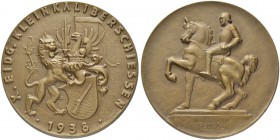 SCHWEIZ - Schützentaler, Schützenmedaillen & Schützenvaria
Zürich
Bronzemedaille 1938. Zürich. Kleinkaliberschiessen. 110.67 g. Richter (Schützenmed...