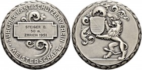 SCHWEIZ - Schützentaler, Schützenmedaillen & Schützenvaria
Zürich
Silbermedaille 1951. Zürich (Albisgütli). Zürcher Kantonalschützenverein. Meisters...