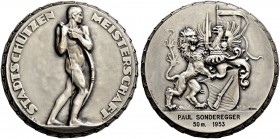 SCHWEIZ - Schützentaler, Schützenmedaillen & Schützenvaria
Zürich
Silbermedaille 1953. Zürich. Stadtschützen. Meisterschaft. 175.39 g. Richter (Schü...