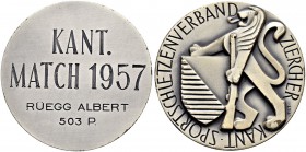 SCHWEIZ - Schützentaler, Schützenmedaillen & Schützenvaria
Zürich
Silbermedaille 1957. Zürcher Kantonalsportschützenverband. Kantonaler Match. 59.28...