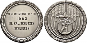 SCHWEIZ - Schützentaler, Schützenmedaillen & Schützenvaria
Zürich
Versilberte Bronzemedaille 1963. Schlieren. Kleinkaliber-Schützen. 53.82 g. Selten...