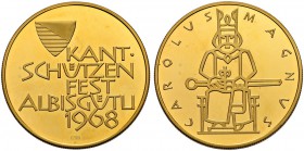 SCHWEIZ - Schützentaler, Schützenmedaillen & Schützenvaria
Zürich
Goldmedaille 1968. Zürich Albisgütli. Kantonalschützenfest. 26.05 g. Selten / Rare...