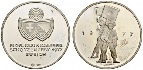 SCHWEIZ - Schützentaler, Schützenmedaillen & Schützenvaria
Zürich
Silbermedaille 1977. Zürich. Eidgenössisches Kleinkaliberschützenfest. 15.12 g. FD...