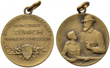 SCHWEIZ - Schützentaler, Schützenmedaillen & Schützenvaria
Zürich
Bronzemedaille o. J. Zürich. Schützengesellschaft der Stadt Zürich. 6.27 g. Richte...