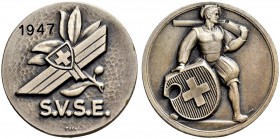 SCHWEIZ - Schützentaler, Schützenmedaillen & Schützenvaria
Diverse Kantone
Versilberte Bronzemedaille 1947. S.V.S.E. Schützenverband Schweizerischer...